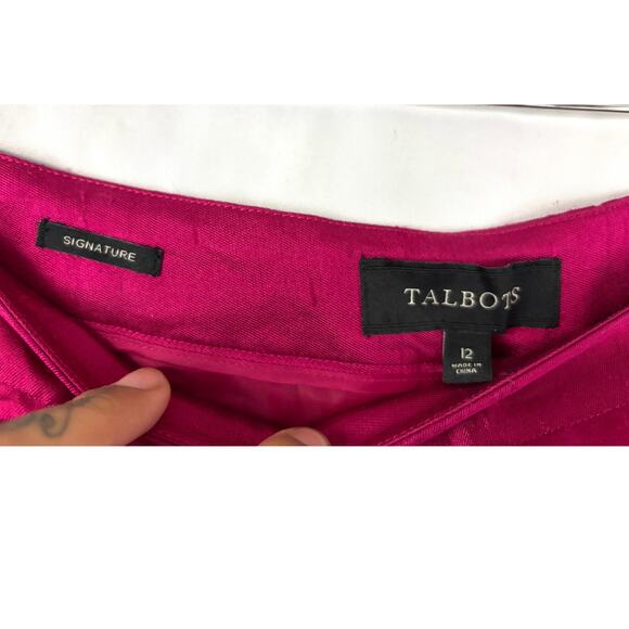 Talbots Pants Womens Sz 12 Pink Signature Tapered Ankle Lined Silk Wool Blend - Picture 4 of 11